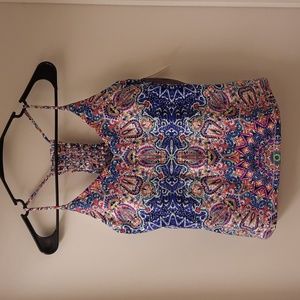 NWT, Raisins Blue Macrame Back Tankini Top